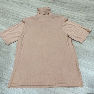 Joan Rivers Short Sleeve Tan Turtleneck Top